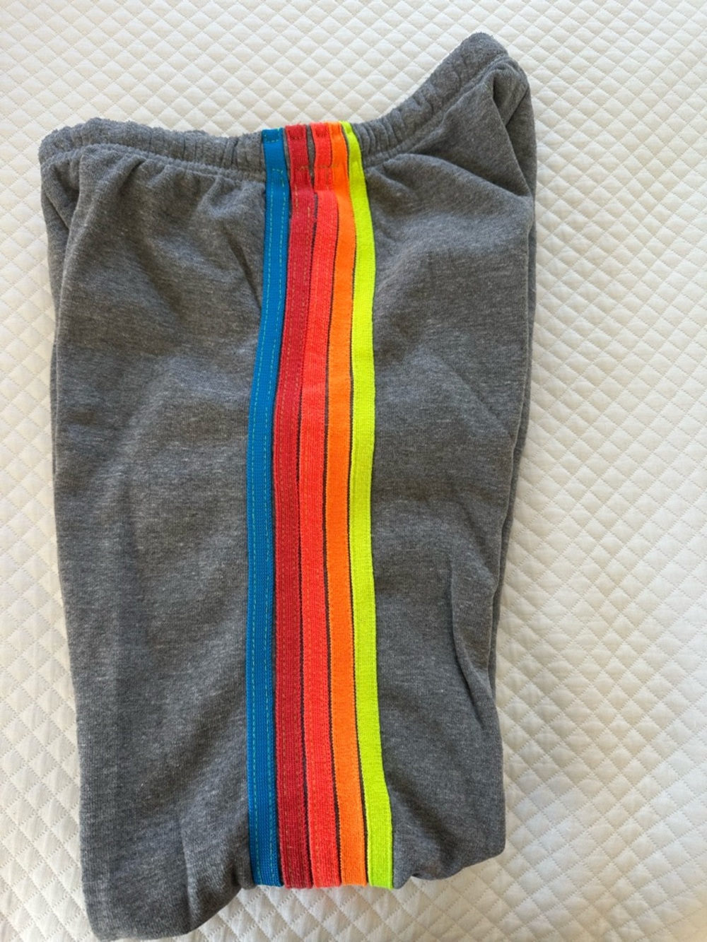 Aviator Nation Gray Joggers with Rainbow Side Stripes